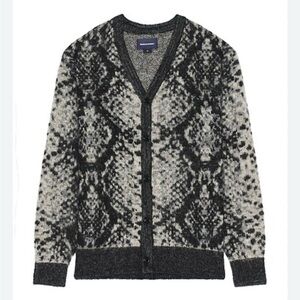 Python  Print Black & White V- neck Button Front Cardigan Womens sz